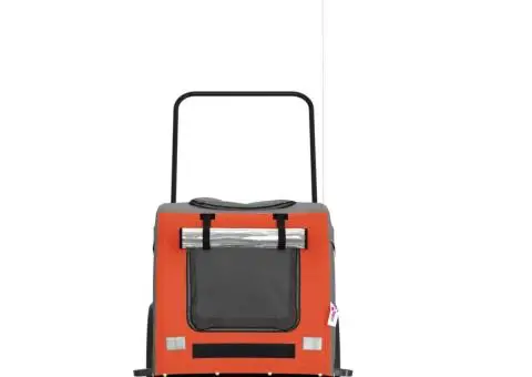 Remorcă de bicicletă animale portocaliu/gri, textil oxford/fier - 4/5