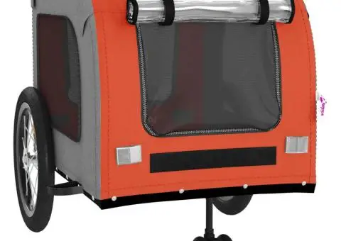 Remorcă de bicicletă animale portocaliu/gri, textil oxford/fier - 5/5