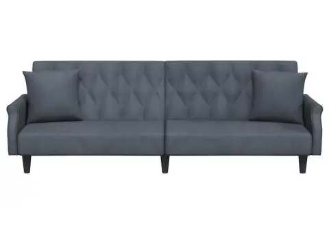 Canapea extensibilă cu cotiere, gri închis, catifea - 4/5