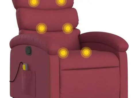 Fotoliu de masaj rabatabil, roșu vin, material textil - 2/5