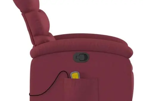 Fotoliu de masaj rabatabil, roșu vin, material textil - 5/5