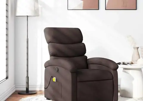 Fotoliu de masaj rabatabil, maro închis, material textil - 1/5