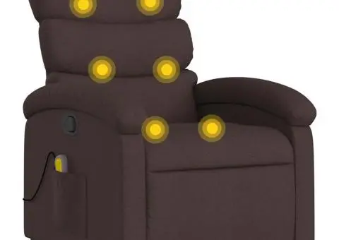 Fotoliu de masaj rabatabil, maro închis, material textil - 2/5