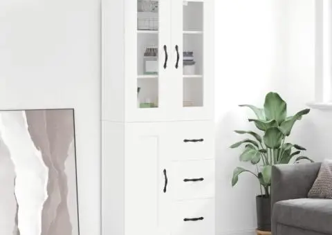 Dulap înalt, alb, 69,5x34x180 cm, lemn compozit - 1/5