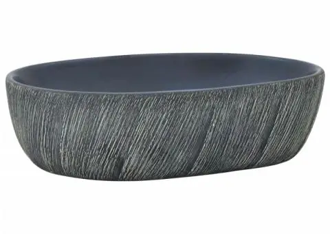 Lavoar de blat, negru și gri, 47x33x13 cm, ceramică, oval - 2/5