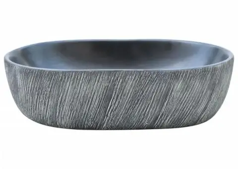Lavoar de blat, negru și gri, 47x33x13 cm, ceramică, oval - 3/5