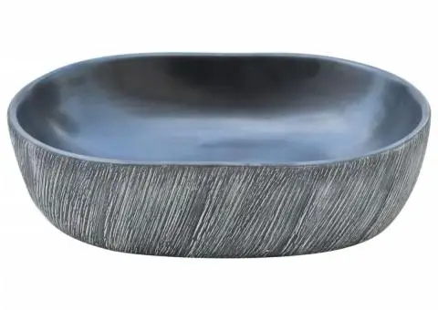 Lavoar de blat, negru și gri, 47x33x13 cm, ceramică, oval - 4/5