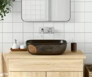 vidaXL Lavoar de blat, negru, 48x37,5x13,5 cm, ceramică, dreptunghi