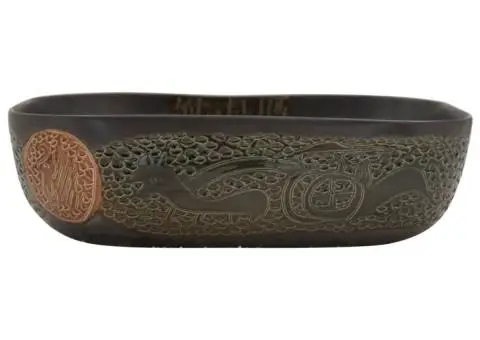 Lavoar de blat, negru, 48x37,5x13,5 cm, ceramică, dreptunghi - 3/5