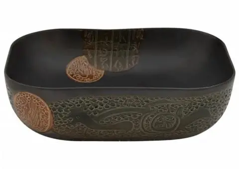 Lavoar de blat, negru, 48x37,5x13,5 cm, ceramică, dreptunghi - 4/5