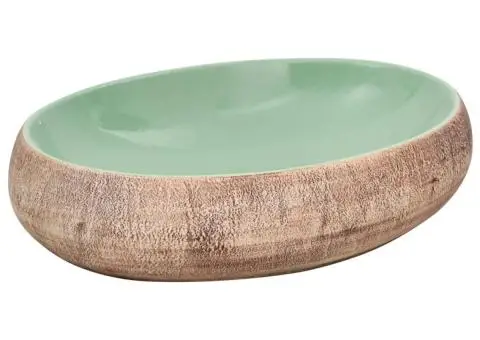 Lavoar de blat, verde și maro, 59x40x15 cm, ceramică, oval - 2/5