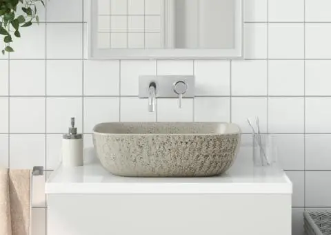 Lavoar de blat gri 48x37,5x13,5 cm, ceramică, dreptunghi - 1/5