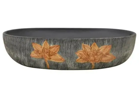 Lavoar de blat, gri și negru, 59x40x14 cm, ceramică, oval - 3/5