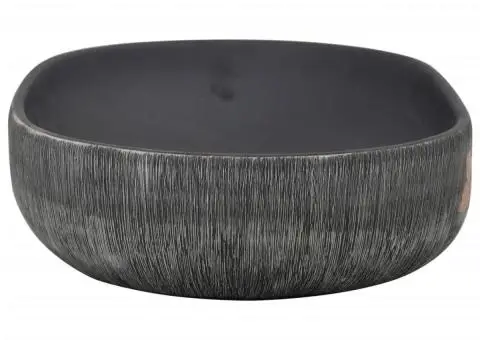 Lavoar de blat, gri și negru, 59x40x14 cm, ceramică, oval - 5/5
