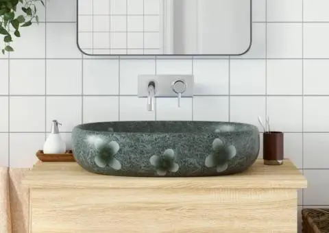 Lavoar de blat, albastru, 59x40x14 cm, ceramică, oval - 1/5