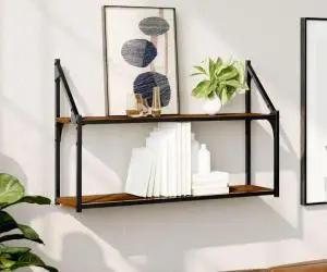 vidaXL Raft cu 2 niveluri, stejar maro, 80x21x51 cm, lemn prelucrat