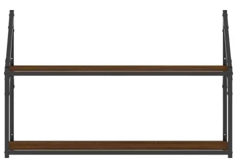 Raft cu 2 niveluri, stejar maro, 80x21x51 cm, lemn prelucrat - 4/5