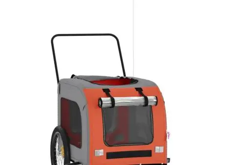 Remorcă de bicicletă animale portocaliu/gri, textil oxford/fier - 3/5