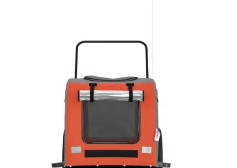 Remorcă de bicicletă animale portocaliu/gri, textil oxford/fier - 4/5