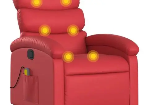 Fotoliu de masaj rabatabil, roșu, piele ecologică - 2/5