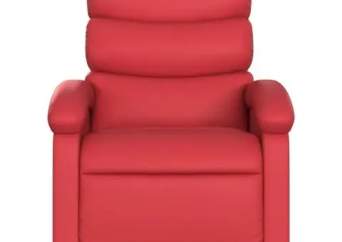 Fotoliu de masaj rabatabil, roșu, piele ecologică - 4/5