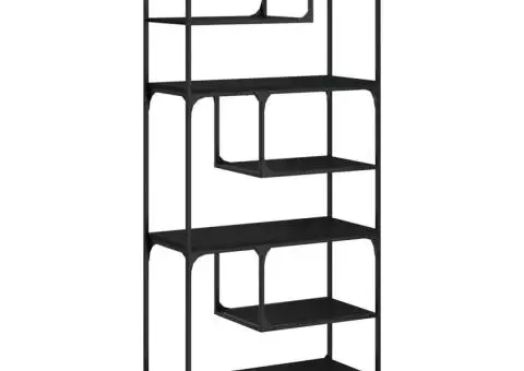 Bibliotecă, negru, 81x36x176 cm, lemn compozit - 2/5