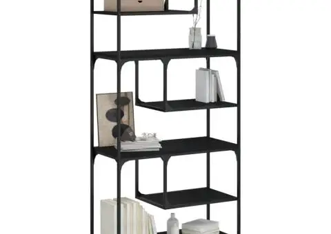 Bibliotecă, negru, 81x36x176 cm, lemn compozit - 3/5