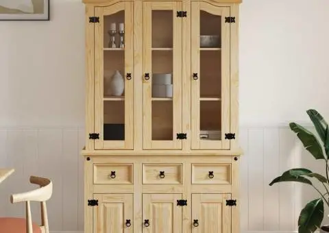 Dulap înalt Corona, maro, 112x43x196 cm, lemn masiv pin mexican - 3/5