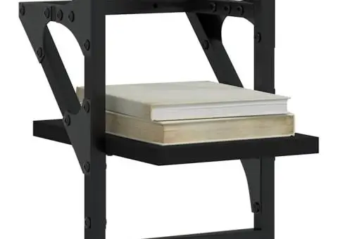 Rafturi de perete cu bare, 2 buc, negru, 20x25x30 cm - 3/5