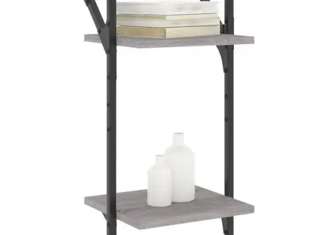 Rafturi perete 2 niveluri cu bare 2 buc. gri sonoma 30x25x65 cm - 3/5
