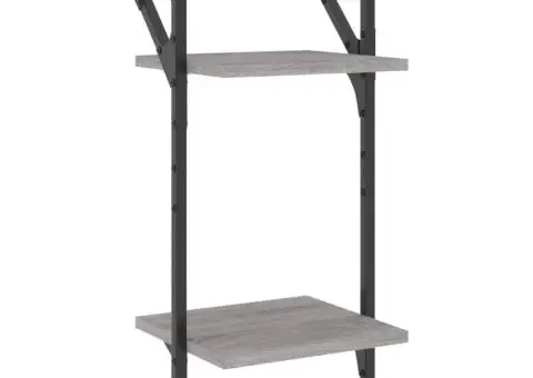 Rafturi perete 2 niveluri cu bare 2 buc. gri sonoma 30x25x65 cm - 4/5