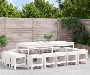 vidaXL Set mobilier de grădină, 17 piese, alb, lemn masiv de pin