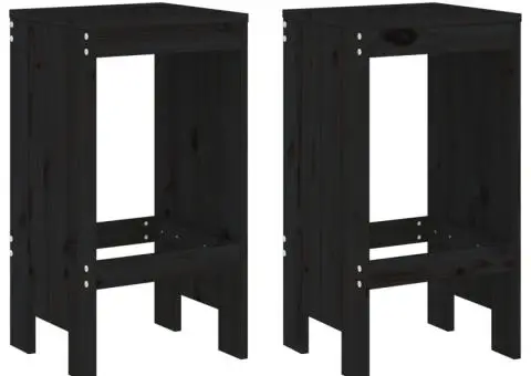 Set bar de grădină, 3 piese, negru, lemn masiv de pin - 3/5