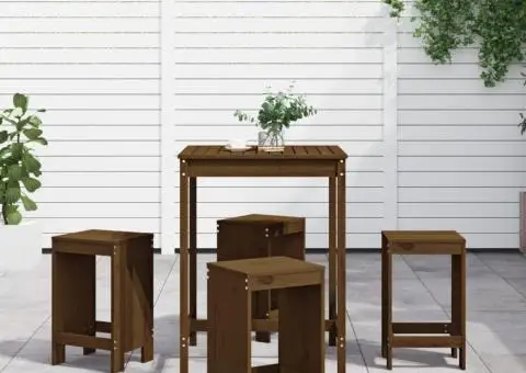 Set mobilier bar de grădină, 5 piese, maro miere lemn masiv pin - 1/5