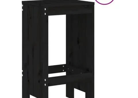 Set mobilier bar de grădină, 5 piese, negru, lemn masiv de pin - 3/5