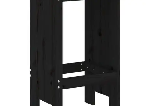 Set mobilier bar de grădină, 5 piese, negru, lemn masiv de pin - 4/5