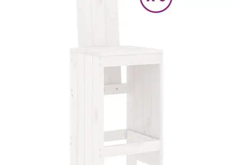 Set bar de grădină, 7 piese, alb, lemn masiv de pin - 3/5