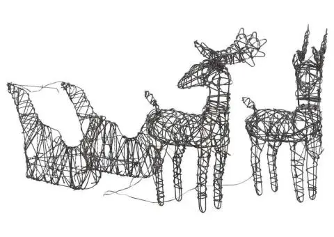 Decorațiune Crăciun ren și sanie 160 LED-uri albe calde ratan - 3/5