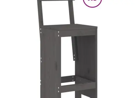 Set bar de grădină, 9 piese, gri, lemn masiv de pin - 3/5