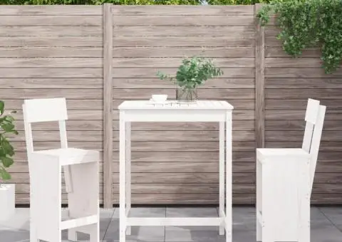 Set bar de grădină, 3 piese, alb, lemn masiv de pin - 1/5