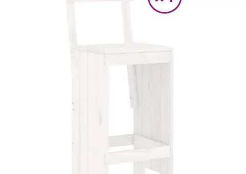 Set de bar pentru grădină, 5 piese, alb, lemn masiv de pin - 3/5