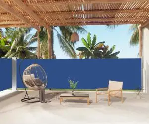 vidaXL Copertina laterală retractabilă, albastru, 160x1000 cm