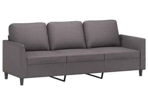 Set de canapele cu perne, 2 piese, gri, piele ecologică - 4/5