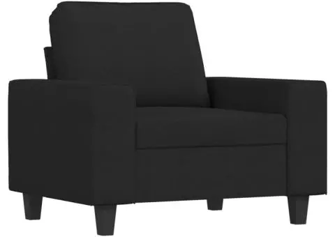 Set de canapele, 3 piese, negru, textil - 3/5