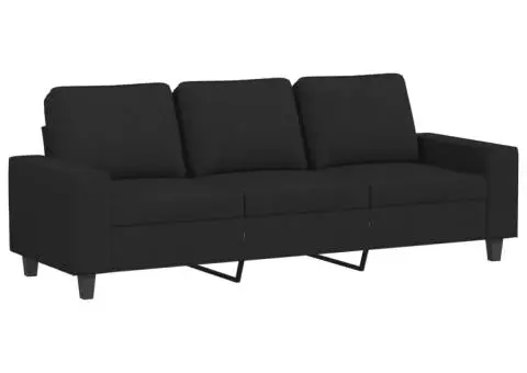 Set de canapele, 3 piese, negru, textil - 5/5