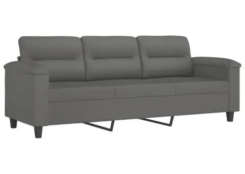 Set de canapele cu perne, 2 piese, gri închis, microfibră - 4/5