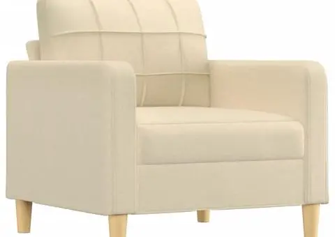 Set de canapele cu perne, 4 piese, crem, textil - 3/5