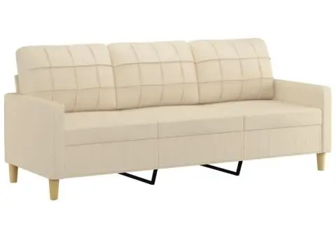 Set de canapele cu perne, 4 piese, crem, textil - 5/5