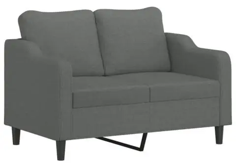 Set de canapele cu perne, 3 piese, gri închis, textil - 3/5