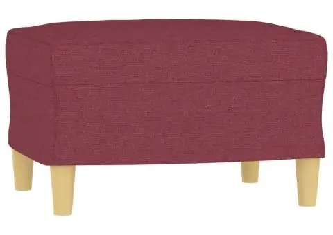 Set canapea cu perne, 3 piese, roșu vin, material textil - 5/5